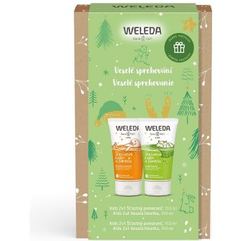 WELEDA Veselé sprchování 2v1 sprchový krém a šampon Šťastný pomeranč 150 ml + 2v1 sprchový krém a šampon Veselá limetka dárková sada