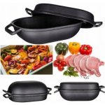 Banquet Pekáč litinový EXCELLENT 39x26x14 cm 3 + 4 l oválný s víkem černý – Zboží Dáma