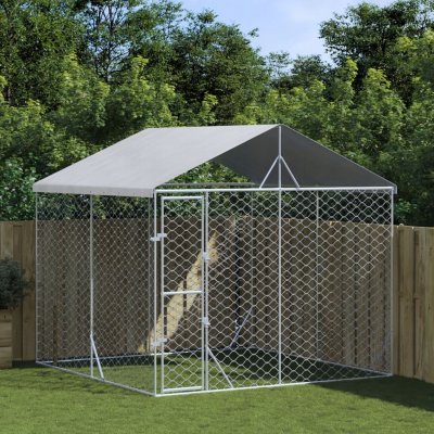 vidaXL Venkovní psí kotec se střechou stříbrný 300 x 300 x 250 cm – HobbyKompas.cz