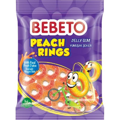 BEBETO Peach rings želé bonbony 80 g