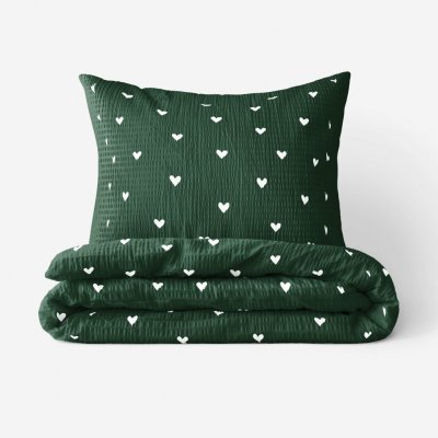 Goldea krepové povlečení srdíčka na tmavě zeleném 140x200 70x90 – Hledejceny.cz