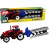Auta, bagry, technika LEANToys Traktor s pluhem červeno-modrý