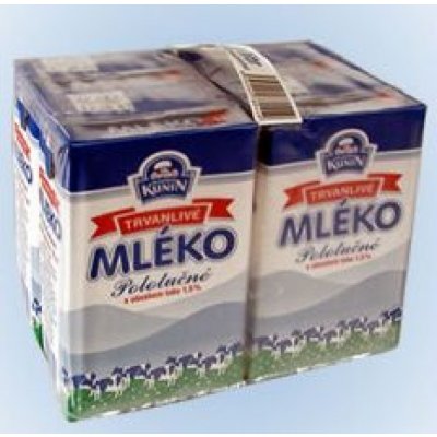 Kunín Trvanlivé polotučné mléko 1,5% 4 x 1 l – Zboží Mobilmania