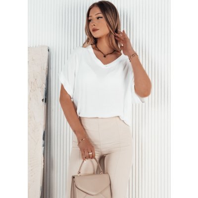 BASIC elegantní oversize tričko maud ry2336 Bílé – Zboží Mobilmania