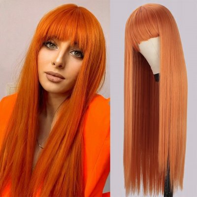 Pastelově oranžová paruka Melinda s ofinou – Sleviste.cz