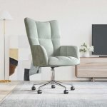 vidaXL 327842 relaxační se stoličkou světle šedé samet a PVC – Zboží Mobilmania