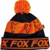 Rybářská kšiltovka, čepice, rukavice Fox Čepice Lined Bobble Hat Black/Orange