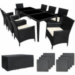 tectake 401161 Zahradní ratanový nábytek Monaco 8+1 vč. plachty černá – Zboží Dáma