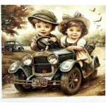 Norimpex diamantové malování 30 x 40 cm Děti ve starobylém autě – Hledejceny.cz