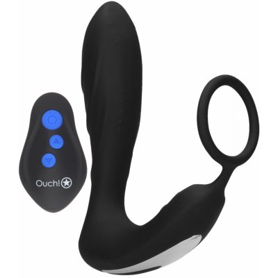 Ouch! E stim & Vibration Butt Plug & Cock Ring with Remote