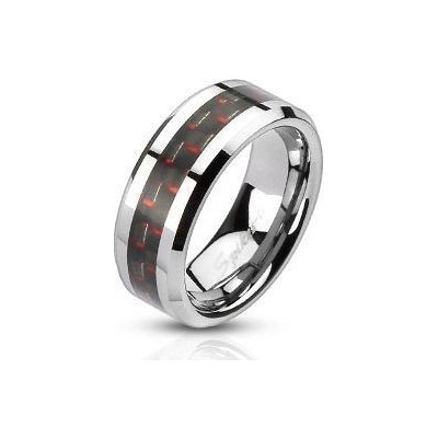 Šperky4U Ocelový prsten zdobený karbonem OPR1447 6 – Zboží Mobilmania