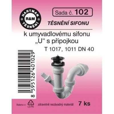 HARTMAN těsnění sifonu k umyvadlovému sifonu "U" s přípojkou, sada č. 102 – Zboží Dáma