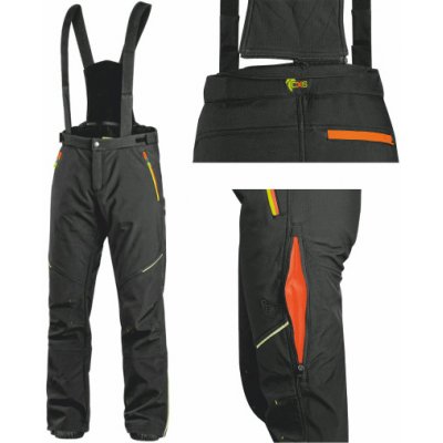 CXS Kalhoty TRENTON zimní softshell pánské černé s HV žluto/oranžovými doplňky – Zboží Mobilmania