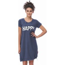 DN Nightwear mateřská noční košile Happy mommy tmavě modrá se zipem