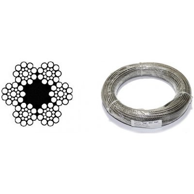 Lano ocelové 6x19S-FC, holé, 10mm, svazek 50m – Sleviste.cz