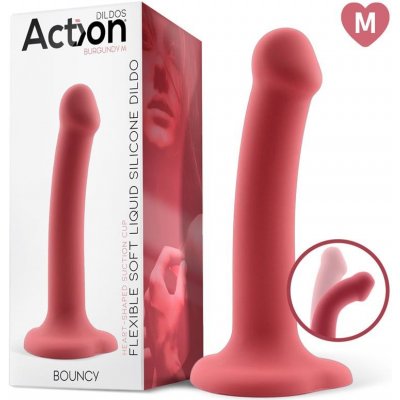 Action Bouncy Liquid Silicone Dildo 7″ 18 cm Burgundy – Zboží Dáma