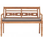 vidaXL Lavice Batavia s tmavě šedou poduškou 120 cm masivní teak 316030 – Zboží Mobilmania