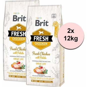 Brit Fresh Chicken with Potato Adult Great Life 2 x 12 kg