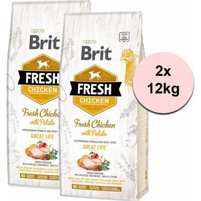 Brit Fresh Chicken with Potato Adult Great Life 2 x 12 kg – Hledejceny.cz