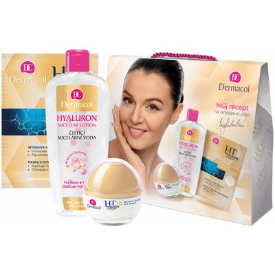 Dermacol Hyaluron Therapy 3D denní krém 50 ml + Hyaluron micelární voda 400 ml + Hyaluron Therapy 3D Intensive hydratační maska 2 x 8 g dárková sada – Zbozi.Blesk.cz