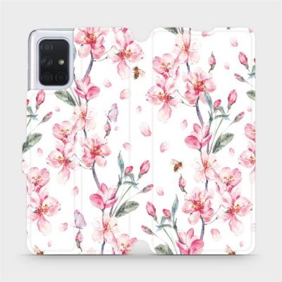Pouzdro Mobiwear parádní flip Samsung Galaxy A71 - M124S Růžové květy – Zboží Mobilmania