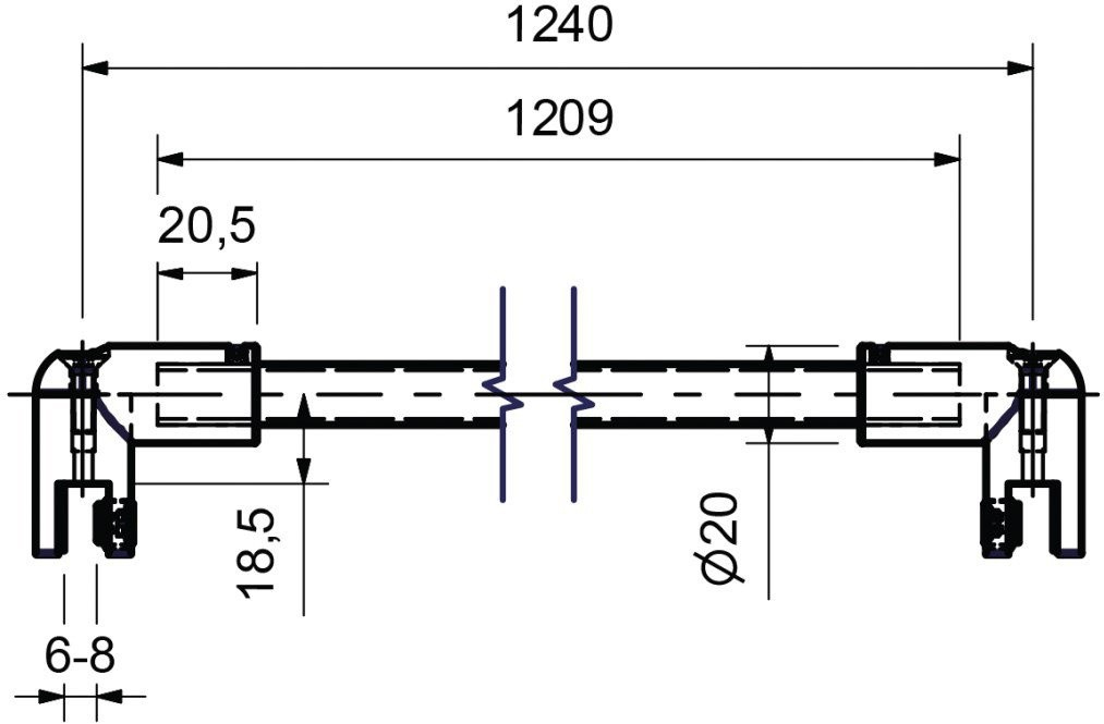 Süd-Metall Stabilizační tyč kulatá, průměr 12,5 mm, sklo/sklo