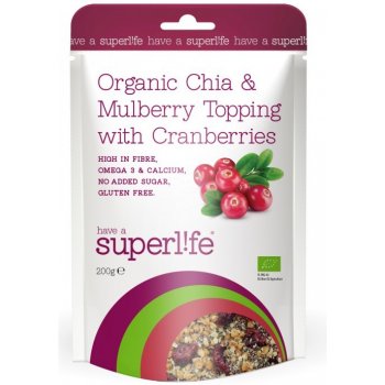 Superlife Organic Chia a Mulberry Topping s Cranberries 200 g