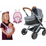 Smoby Set hluboký a sportovní DeLuxe Pastel Maxi Cosi&Quinny Grey 3v1 a ergonomický nosič s pamperskami a lahvička s mlékem Baby Nurse – Sleviste.cz