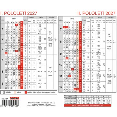 Plánovací karta 18cm x 15cm BKA0-27 2027 – Zboží Mobilmania