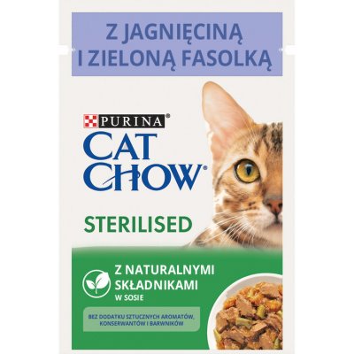 CAT CHOW Sterilizované krmivo s jehněčím masem a zelenými fazolkami s omáčkou 85 g