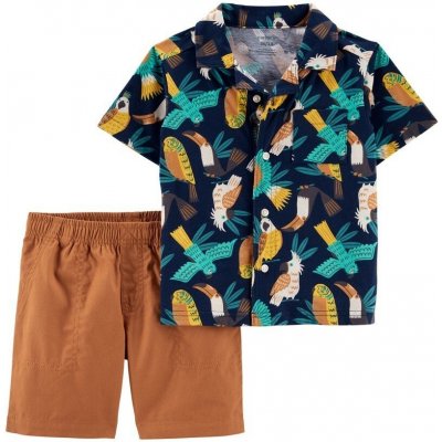 Carter's Set 2dílný košile kr. rukáv kraťasy Multi Birds chlapec