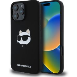 Karl Lagerfeld Liquid Silicone Choupette Head MagSafe kryt iPhone 16 Pro Max černý