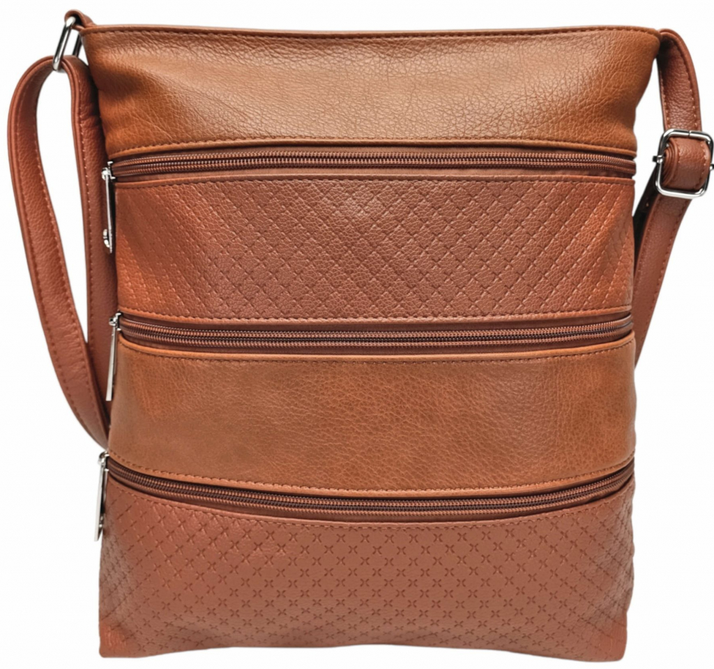 Středně hnědá crossbody kabelka s kapsami