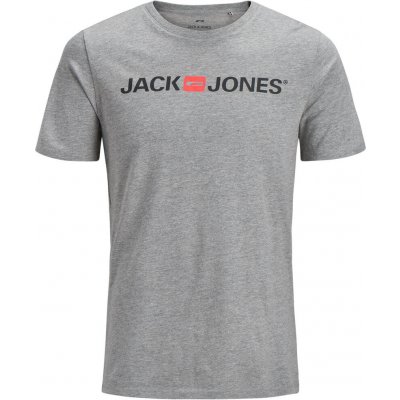 Jack & Jones pánské triko Slim Fit JJECORP 12137126 Light Grey melange