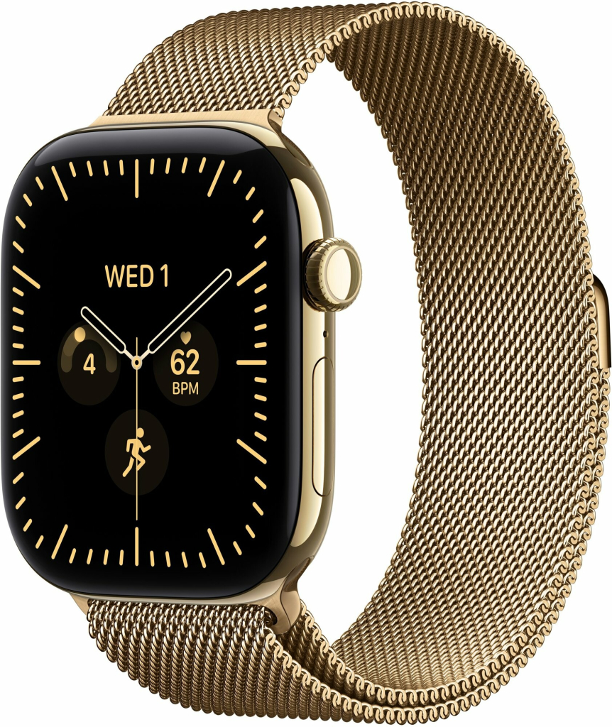 Apple Watch Series 12 Cellular 46mm zářivě zlatý titan se zářivě zlatým milánským tahem M/L MJGV4RK/A
