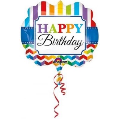 Amscan Foliový balonek proužky a puntíky Happy Birthday 63 x 55 cm – Zboží Mobilmania