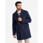 Ombre Men's double-breasted coat with decorative buttons dark brown černá – Zboží Dáma
