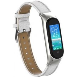 Deveroux Kožený řemínek lichee pro MiBand 5 - Bílý DEV0024