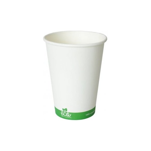 Jednorázové nádobí Eco Cups Kelímek nápojový bílý 350ml z celulózy