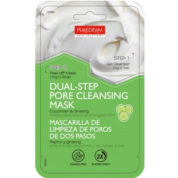 PureDerm dvoufázová slupovací maska s výtažky z okurky a ženšenu 1 ks