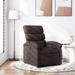 Shumee elektrické masážní polohovací křeslo tmavě hnědé textil – Zboží Dáma