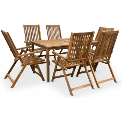 Nábytek Texim LUCY stůl + Viet polohovací židle akáciový set 1+6 – Zbozi.Blesk.cz