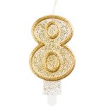 Godan Dortová svíčka číslo 8 zlatá – Zboží Dáma