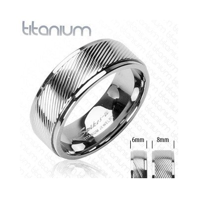 Šperky eshop Titanový prsten s diagonálními pruhy B1.9 – Zbozi.Blesk.cz