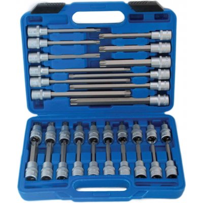 Zástrčné hlavice TORX 1/2", standardní, prodloužené a extra dlouhé, T20-T70, 32 ks - SATRA S-ST3212 – Hledejceny.cz