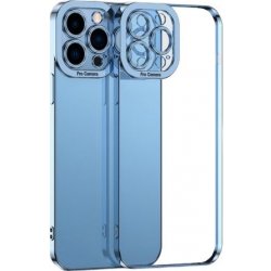 Pouzdro AppleKing transparentní s pokovenou hranou iPhone 12 Pro - modré