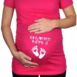Těhotenské tričko Nesahat kopu! Červená