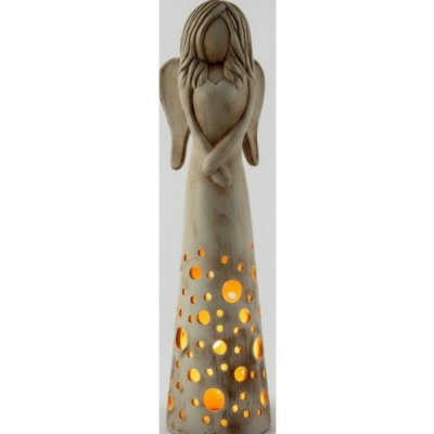 Keramikaportal|Anděl vánoční|Keramický anděl o výšce 34cm| Na jednu čajovou svíčku|V přírodní režné barvě. – Hledejceny.cz