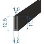 05355470 Pryžový profil tvaru "U", 12,5x4/1mm, 70°Sh, NBR, -40°C/+70°C, černý | Zboží Auto