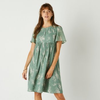 Blancheporte šaty s dvoubarevným potiskem zelená/režná